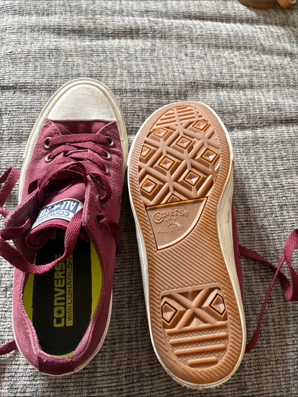Converse Low Top Sneakers in Burgundy with Gum Sole